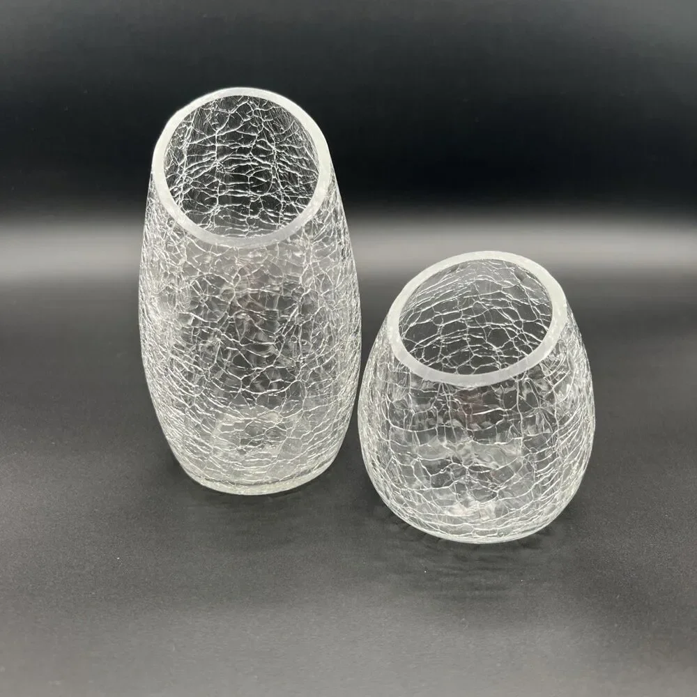 Vintage Crackled Glass Votive Candle Holders Retro MCM Tea light